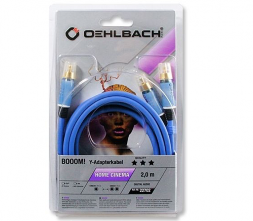 Oehlbach 22702 BOOOM! Y-Adapter cable 2,00m blue фото 2