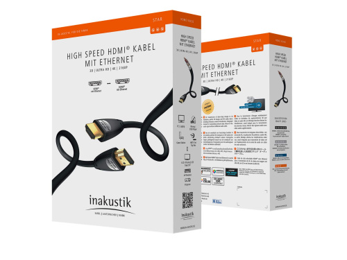 Inakustik Star High Speed HDMI Cable with Ethernet 0,75m фото 2