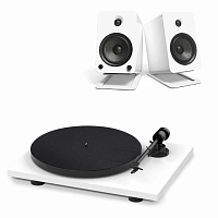 Pro-Ject E1 OM5e White + Kanto YU4 Matte White + Stands
