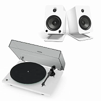 Pro-Ject T1 BT OM5e White + Kanto YU4 Matte White + Stands