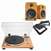 Audio-Technica AT-LPW30TK + Kanto YU4 Bamboo + Stands