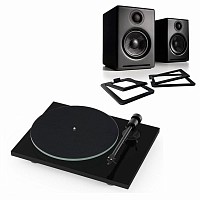 Pro-Ject T1 Phono SB OM5e Piano + Audioengine A2+BT Satin Black