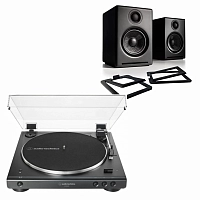 Audio-Technica AT-LP60X Bluetooth Black + Audioengine A2+ Satin Black